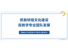 抓教研组文化建设，促教学专业团队发展—记聊城市华育高级中学教师主题培训（一）